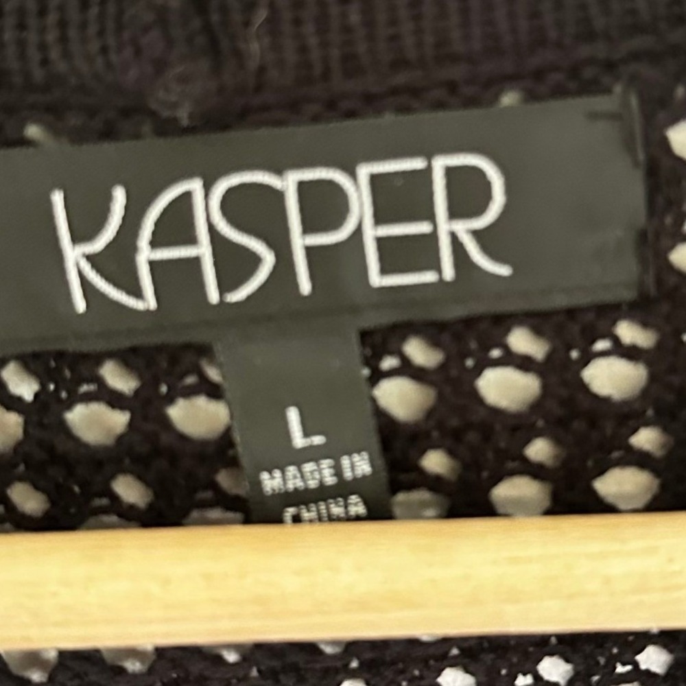 Kasper Black Sheer Lightweight Open Front Cardigan Women's Large - Picture 6 of 6